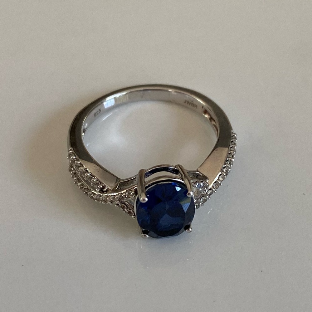 Kay Jewelers Sterling Silver Sapphire (lab) ring, Size 7